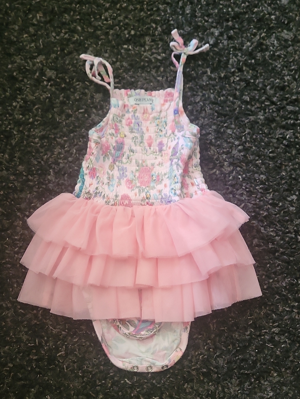 Posh Peanut Pink Floral Tiered Tulle One-Piece